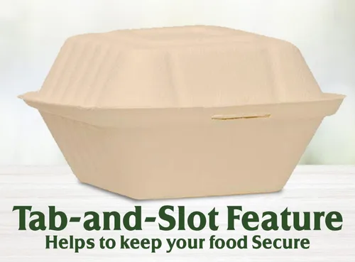 Vista 8 de Raj Eco To Go Contenedores de alimentos de 6 pulgadas con cubierta compostable, cajas desechables para llevar alimentos Contenedores para llevar