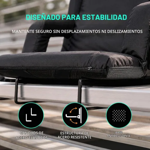Vista 5 de Overmont 2 Piezas Asientos para Estadio con Soporte para la Espalda - Cojín Acolchado de 2.8'' Asiento Reclinable de Gradería de 6 Posiciones