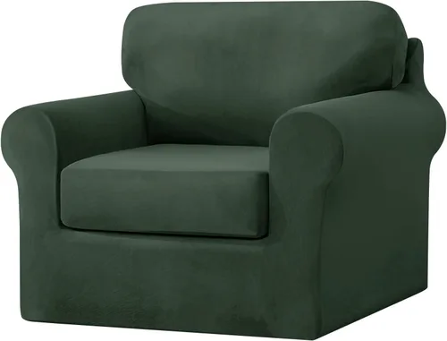 Vista 61 de UNBBRRL Fundas de sofá de 3 piezas para sofá, funda de terciopelo elástico para sillón con 1 funda de cojín de asiento y 1 funda de respaldo