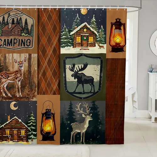 Vista 8 de Castle Fairy Cortina de ducha geométrica bohemia tribal exótica para baño, juego de cortina de ducha para niños y adultos, cortina de baño retro