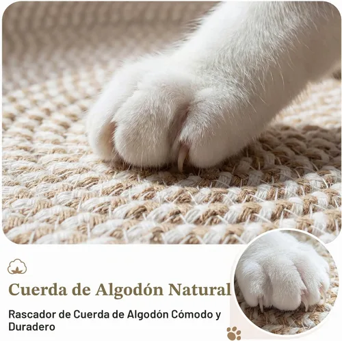 Vista 3 de YOUDENOVA Stimulicat - Cama tejida a mano para gatos con cojín Marrón y blanco