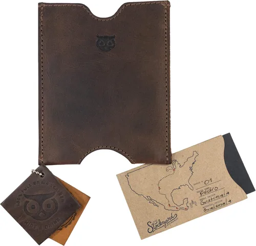 Vista 7 de Hide & Drink, Funda de bolsillo para pasaporte de viaje hecha a mano de cuero de grano completo, Bourbon Marrón, Classic