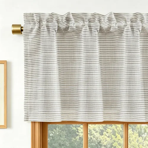 Vista 18 de DriftAway Briony - Cortina opaca con amarre para cocina, ajustable, diseño de globos, líneas texturizadas, estampadas, persianas romanas
