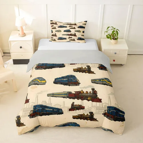 Vista 21 de Feelyou Race Car Duvet Cover Twin Size Boys Girls Speed Sports Car Bedding Set Breathable Soft Racing Comforter Cover 2Pcs Black White Checked Azure