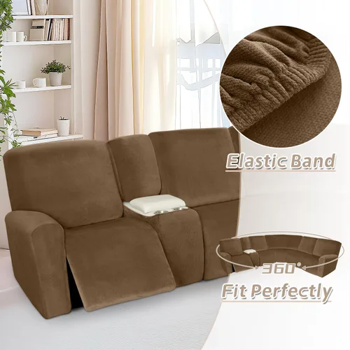 Vista 359 de Arfntevss Fundas de sofá seccional reclinable de terciopelo, Funda de sofá seccional de esquina para sofá reclinable, Funda elástica suave