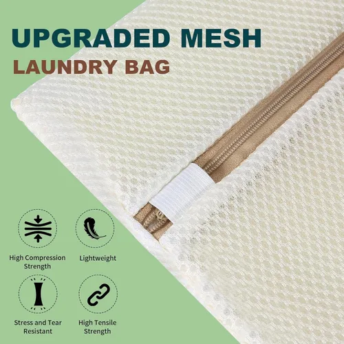 Vista 6 de FOYERNUAGE - Bolsas de malla para ropa delicada con cremallera de bloqueo automático, bolsa de lavandería tridimensional, bolsa de malla de 12 x 16