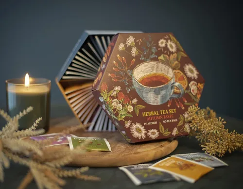 Vista 5 de ACORUS Juego de té de sabor otoñal, paquete variado de té de hierbas naturales, caja de té surtida, juego de regalo de té de 6 tés diferentes