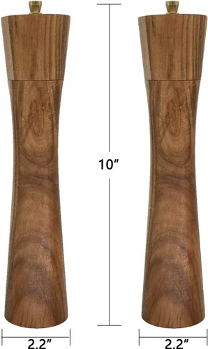 Vista 2 de Molinillo de pimienta de madera, molinillo de pimienta con grosor ajustable, madera de acacia recargable, salero y pimentero, molinillo manual de 10
