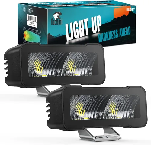 Vista 11 de Nilight - Juego de 2 focos LED para motocicleta de 2 pulgadas y 20 W, haz focalizado cuadrado, luz de trabajo mini para conducción, incorporada EMC