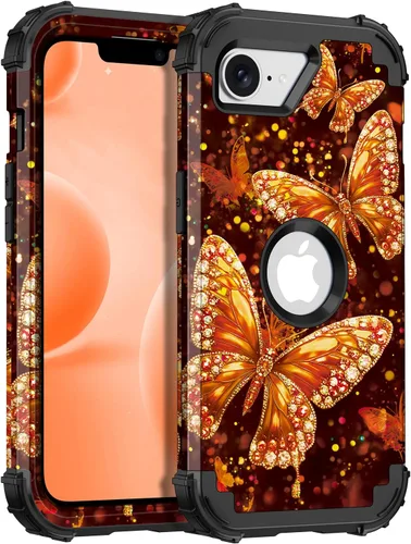 Vista 29 de Miqala Funda para iPhone 12, iPhone 12 Pro, que brilla en la oscuridad, tres capas, resistente a los golpes, protección de plástico duro + funda