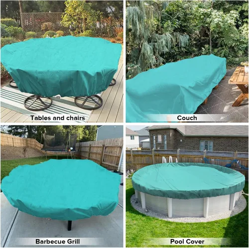 Vista 92 de Fundas para muebles de patio, impermeables, resistentes a los rayos UV, resistentes a los rayos UV, para exteriores, mesa redonda y rectangular