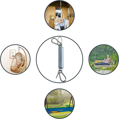 Vista 6 de Muelles oscilantes para porche, capacidad de 700 libras, kit de resorte de acero inoxidable para silla colgante, 2 resortes, 4 mosquetones de gancho