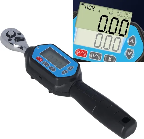Vista 6 de Llave dinamométrica digital, conector de 1/4 pulgadas, pantalla digital electrónica, medidor de torsión ajustable, herramienta de zócalo, medidor