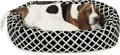 Vista 10 de Cama para perro de bagel Sherpa de bambú negro de 24 pulgadas