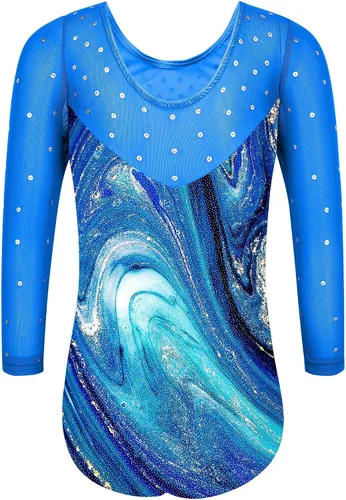 Vista 2 de TFJH E - Leotardo de gimnasia brillante de una pieza para niñas y niños