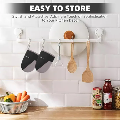 Vista 7 de Mini guantes para horno, guantes para horno de cocina, guantes de cocina de 500 grados resistentes al calor, superficie de silicona antideslizante