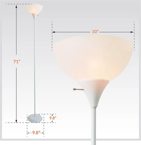 Vista 10 de Newhouse Lighting NHFL-JO-WH Joey Lámpara de pie moderna de 71 pulgadas para dormitorios, sala de estar, lámpara de pie duradera para el hogar