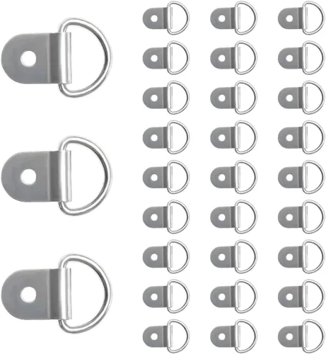 Vista 12 de KVAEY 10 piezas de anillos en D pequeños de acero para amarre, anillo de amarre de acero resistente para carga, punto de anclaje de anillo en D
