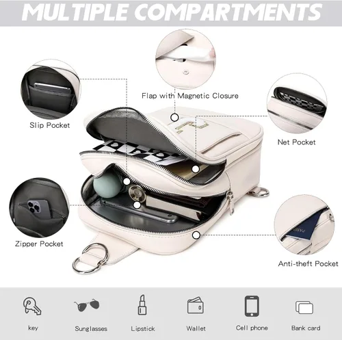 Vista 4 de MYHOZEE Bolsa de pañales pequeña con inicial para mujer, con dispensador de toallitas, mini mochila para pañales para mamá, bolso bandolera