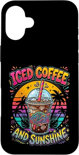 Vista 23 de Iced Coffee Sunshine Palm Trees Retro Summer Drink Case for iPhone 17