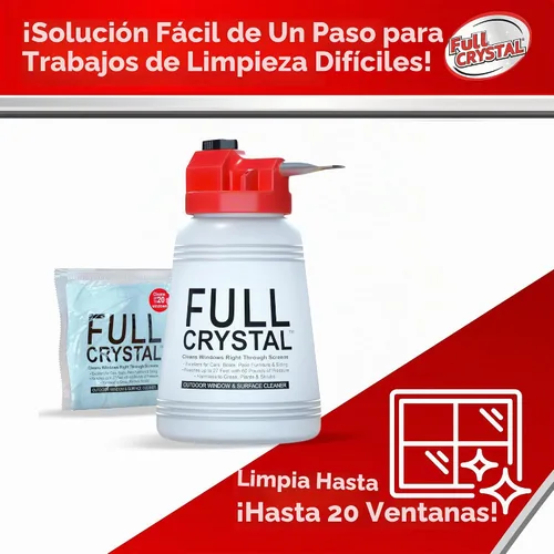 Vista 3 de Limpiador de ventanas de cristal completo, botella + polvo de 4 onzas, limpia hasta 20 ventanas