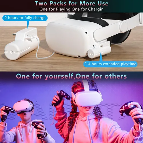 Vista 45 de Saqico Battery Pack for Oculus Quest 2/3/3S, 5000mAh Extended Power with Multi-Colors RGB Lights, Lightweight and Portable VR Extend Power