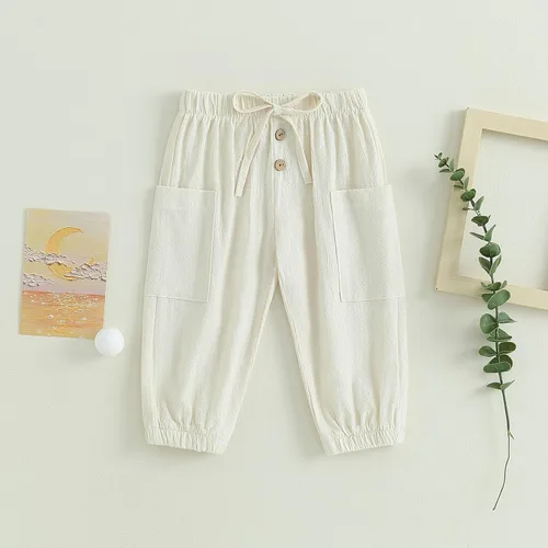 Vista 2 de Pantalones deportivos de algodón para bebé, niño y niña, pantalones de harén hippie, pantalones de carga para bebés, pantalones largos de otoño