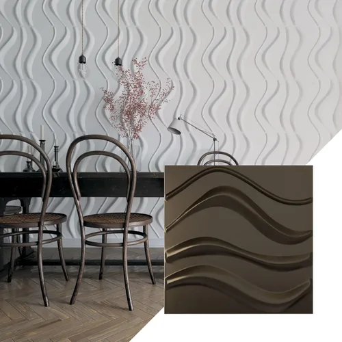 Vista 32 de Ekena Millwork 19 5/8 pulgadas de ancho x 19 5/8 pulgadas de alto Wave EnduraWall Panel decorativo de pared 3D, aluminio (cubre 2.67 pies cuadrados).
