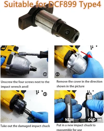 Vista 3 de N866410 N880093 N851276 para dewelt DCF899 20V 1/2 Kit de yunque de llave de impacto inalámbrica tipo 4