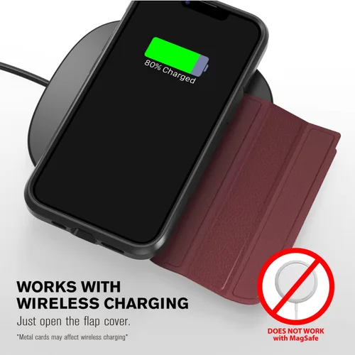 Vista 9 de VENA Funda tipo cartera compatible con Apple iPhone 13 Pro (6.1 pulgadas), vCommute (protección contra caídas de grado militar) Funda de piel
