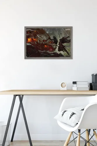 Vista 6 de Trends International Póster de pared de Dungeons and Dragons Drizzt vs Demogorgon, 22.4 pulgadas de largo x 14.7 W, versión enmarcada de madera