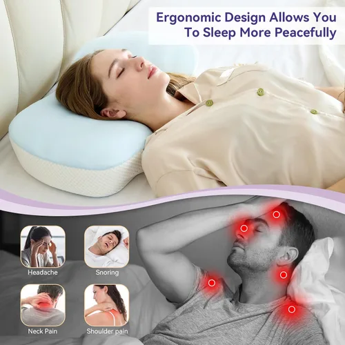 Vista 3 de Almohada cervical para el alivio del dolor - Almohada refrescante para dormir de lado, almohada ergonómica de espuma viscoelástica para el soporte