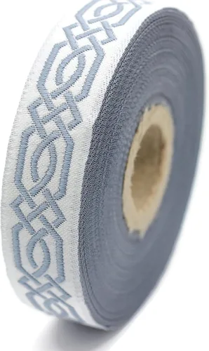 Vista 2 de Carrete de 10.9 yardas 0.79 pulgadas de ancho azul celta Claddagh bordado Jacquard Ribbon 20272