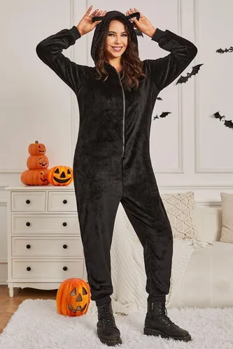Vista 6 de Clarisbelle Adult Onesie Pajamas Womens Halloween Animal Flannel Cosplay One Piece Sleepwear