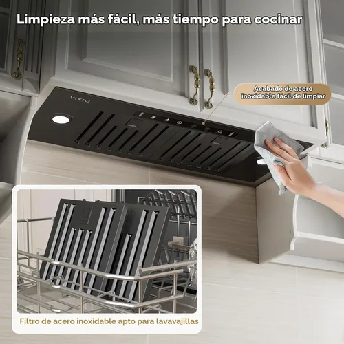 Vista 6 de VIKIO HOME Inserto de Campana Extractora de 30 Pulgadas, Convertible con Conductos/Sin Conductos, 980 CFM Campana de Ventilación de Cocina