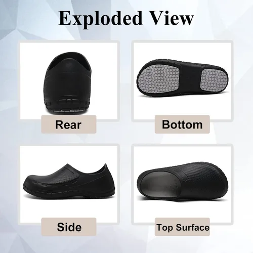 Vista 6 de Haifago Zapatos de chef antideslizantes para hombre impermeables resistentes al aceite zuecos de trabajo de cocina zapatos de servicio de alimentos