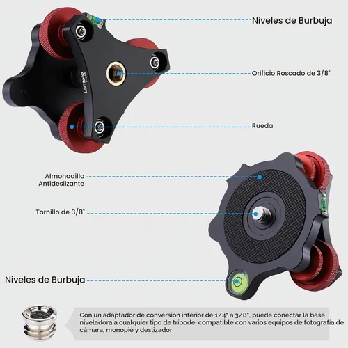 Vista 8 de Soporte nivelador de trípode con +/-5 grados de ajuste de precisión para Seestar s50/cabeza panorámica cabeza de bola cabeza de vídeo y trípode