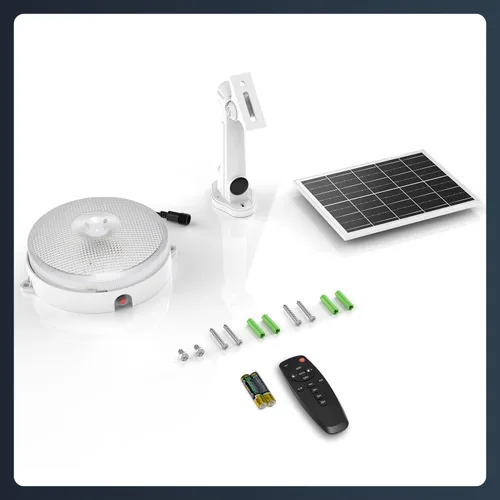 Vista 9 de Luz solar de techo, sensor de movimiento, temporizador 30S/60S y 4 modos y tricolor, diurna y regulable con control remoto e interruptor