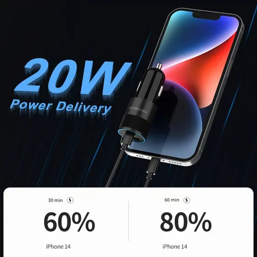 Vista 2 de MFi 35W USB C Cargador rápido de coche con 3 pies tipo C a cable Lightning (negro)