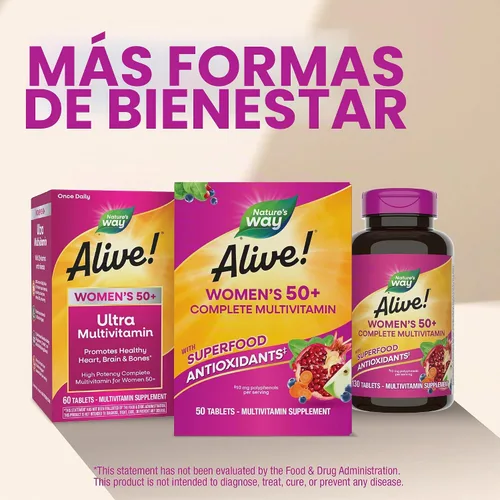Vista 8 de Nature's Way ¡Alive! 50 Plus Tabletas multivitamínicas completas para mujer