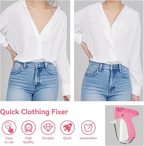 Vista 3 de Pistola de puntada portátil para ropa, 1000 sujetadores blancos y 1000 rosa/blanco