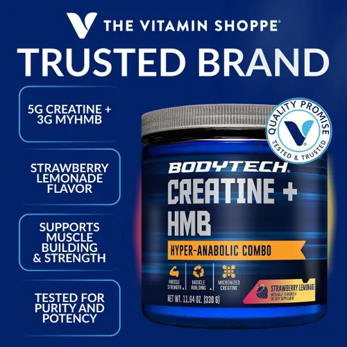 Vista 2 de BodyTech Fórmula micronizada de creatina y HMB, limonada de fresa, 30