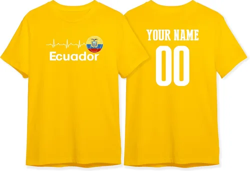 Vista 2 de Ecuador National Team Soccer World T Shirt with Flag Add Custom Name Number