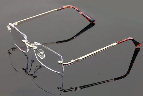 Vista 4 de Gafas de lectura UV con bloqueo de diamante sin montura de metal para hombre, anti bloqueo azul, lectores de lentes transparentes