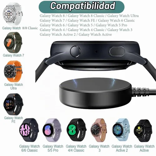 Vista 2 de Cargador de reloj inteligente, cargador inalámbrico portátil magnético, accesorios de cable de carga rápida, 3.3 pies, compatible con Samsung Galaxy