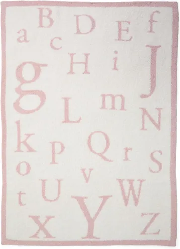 Vista 2 de Manta Barefoot Dreams® CozyChic® ABC, Rosa Polvoriento/Crema