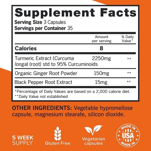 Vista 3 de Qunol Cúrcuma y magnesio: Curcumina de cúrcuma, 2400 mg, 105 cápsulas y magnesio, 270 tabletas