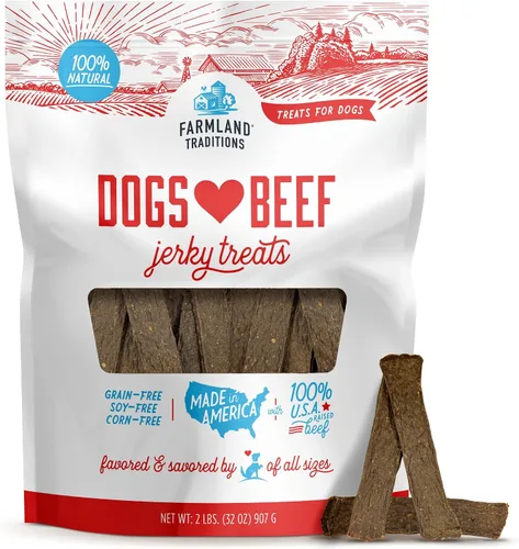 Vista 16 de Dulces de carne seca de res que a los perros de Farmland Traditions les encantan con solo 3 ingredientes y sin rellenos, bolsa de 5 onzas Made in