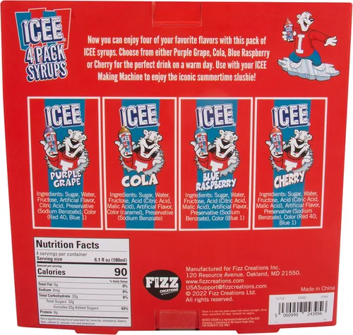 Vista 8 de ICEE Slushie Snow Cono Machine Bundle. Auténtica máquina de afeitar de hielo ICEE para encimera casera, paquete de 4 jarabes ICEE y 20 vasos
