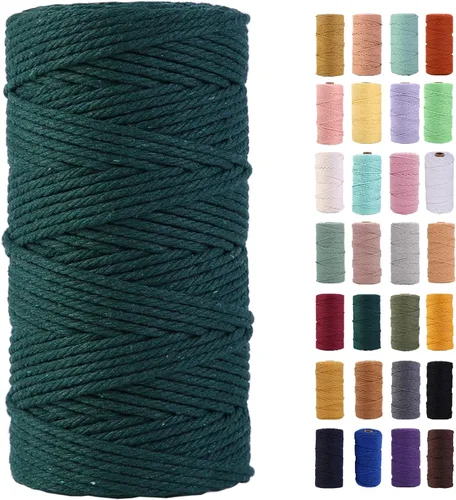 Vista 33 de Cuerda de macramé azul aire de 0.079 in x 220 yardas, cuerda de algodón colorido de algodón suave para colgar en la pared, colgadores de plantas